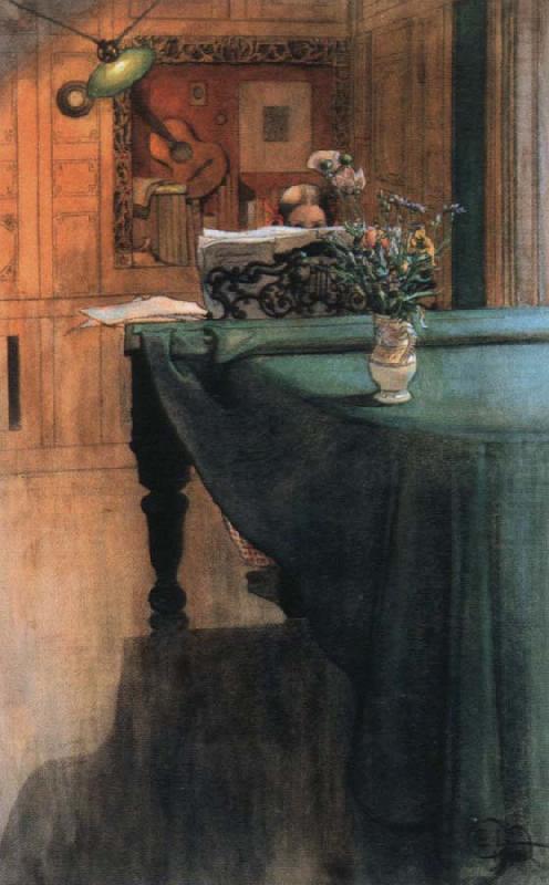 brita at the piano, Carl Larsson